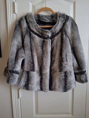 Terry Lewis Vintage Faux Fur Luxury Swing Jacket L NWOT